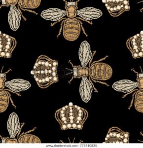 Broderie au fil d'or abeille