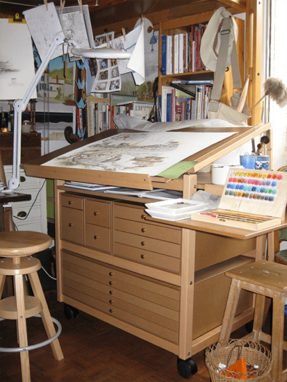 croquis et palette sur Meuble atelier véronique frampas neuilly-sur-seine