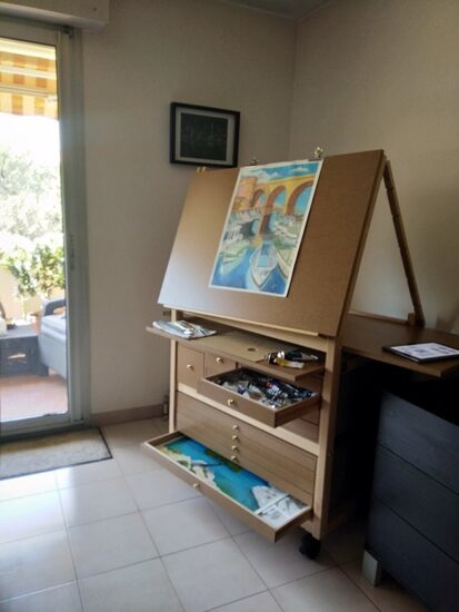 meuble atelier d'art avec pastel pont Marseille